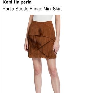 Kobi Halperin Portia Suede Fringe Mini Skirt